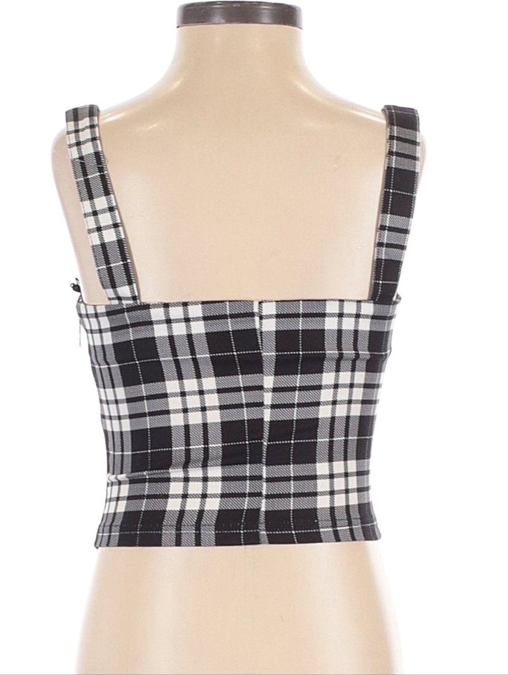 Widow Dolls KILL Black & White Plaid Lace-Up Cropped Corset Top, XS - Picture 2 of 7